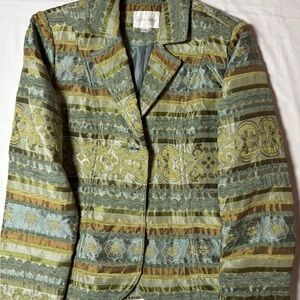 Erin London Green and Brown Patterned Blazer